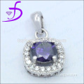 925 sterling silver jewelry fat square design pendant with amythest gemstone